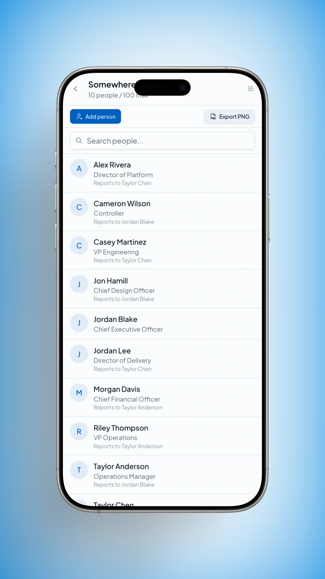 Mobile interface showing table view editing