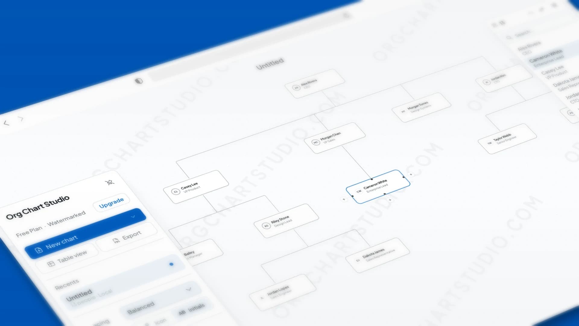 Visual canvas editor showing drag and drop organization